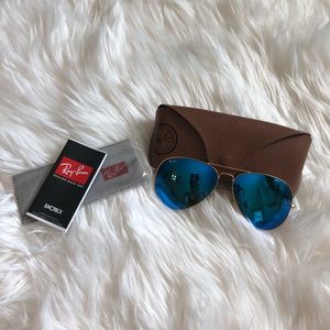 Ray Bans Large Aviator Blue Flash Lenses